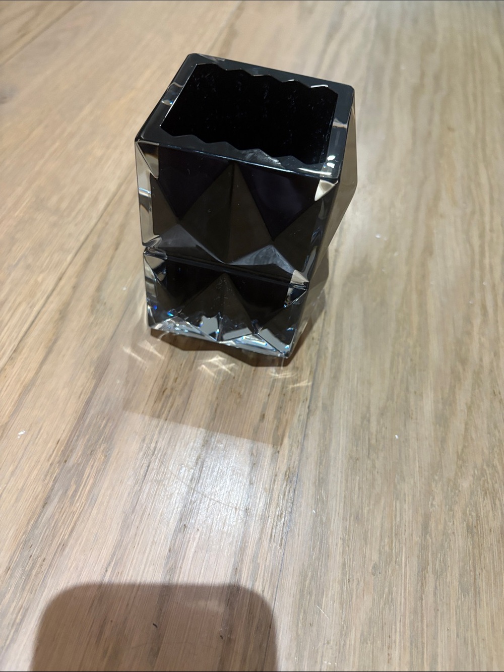 Baccarat Black Crystal Faceted Square Organizer